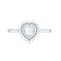 Heart Shape Moissanite Engagement Ring with Double Halo