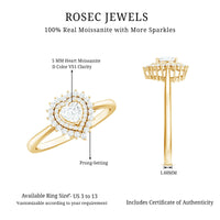 Heart Shape Moissanite Engagement Ring with Double Halo
