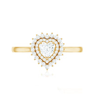Heart Shape Moissanite Engagement Ring with Double Halo