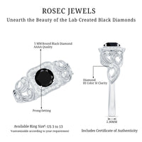 Vintage Style 0.84 Carat Lab Grown Black Diamond Engagement Ring with White Diamond