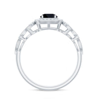 Vintage Style 0.84 Carat Lab Grown Black Diamond Engagement Ring with White Diamond