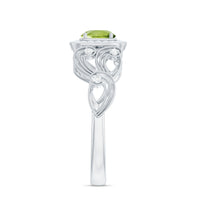 Vintage Style 0.5 Carat Peridot Engagement Ring with Diamond Halo
