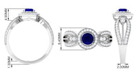 Vintage Inspired Blue Sapphire Engagement Ring with Diamond Split Shank