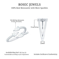 East West Style Moissanite 3 Stone Wrap Ring
