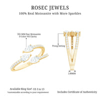 East West Style Moissanite 3 Stone Wrap Ring