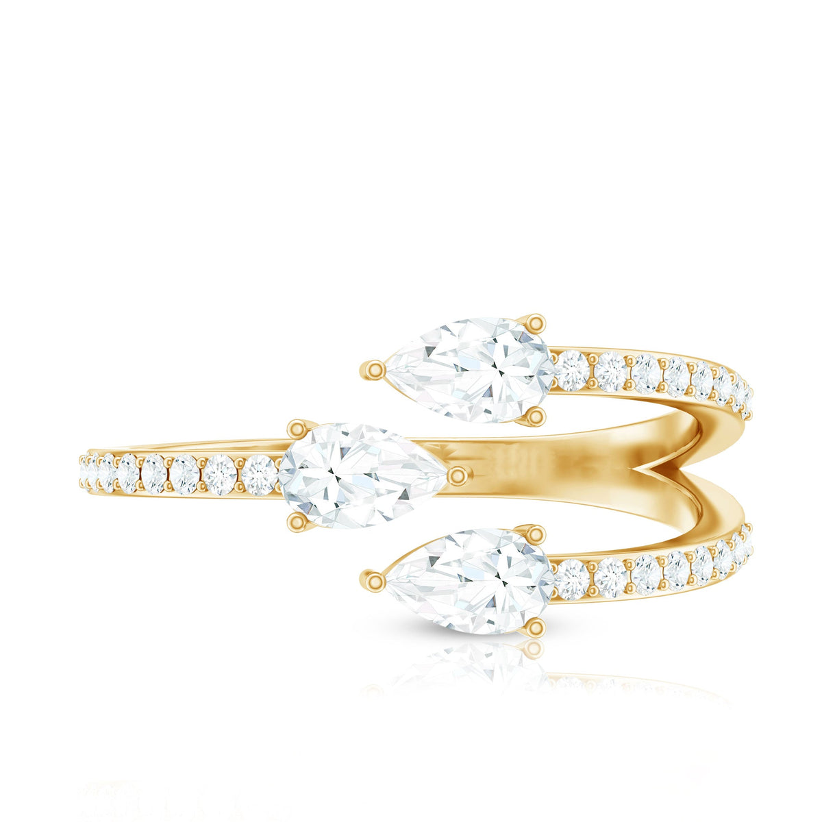 East West Style Moissanite 3 Stone Wrap Ring