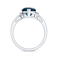 Heart Shaped London Blue Topaz Engagement Ring with Diamonds