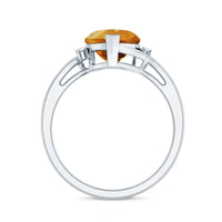 Natural 8mm Citrine Heart Engagement Ring with Diamond