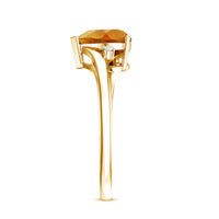 Natural 8mm Citrine Heart Engagement Ring with Diamond