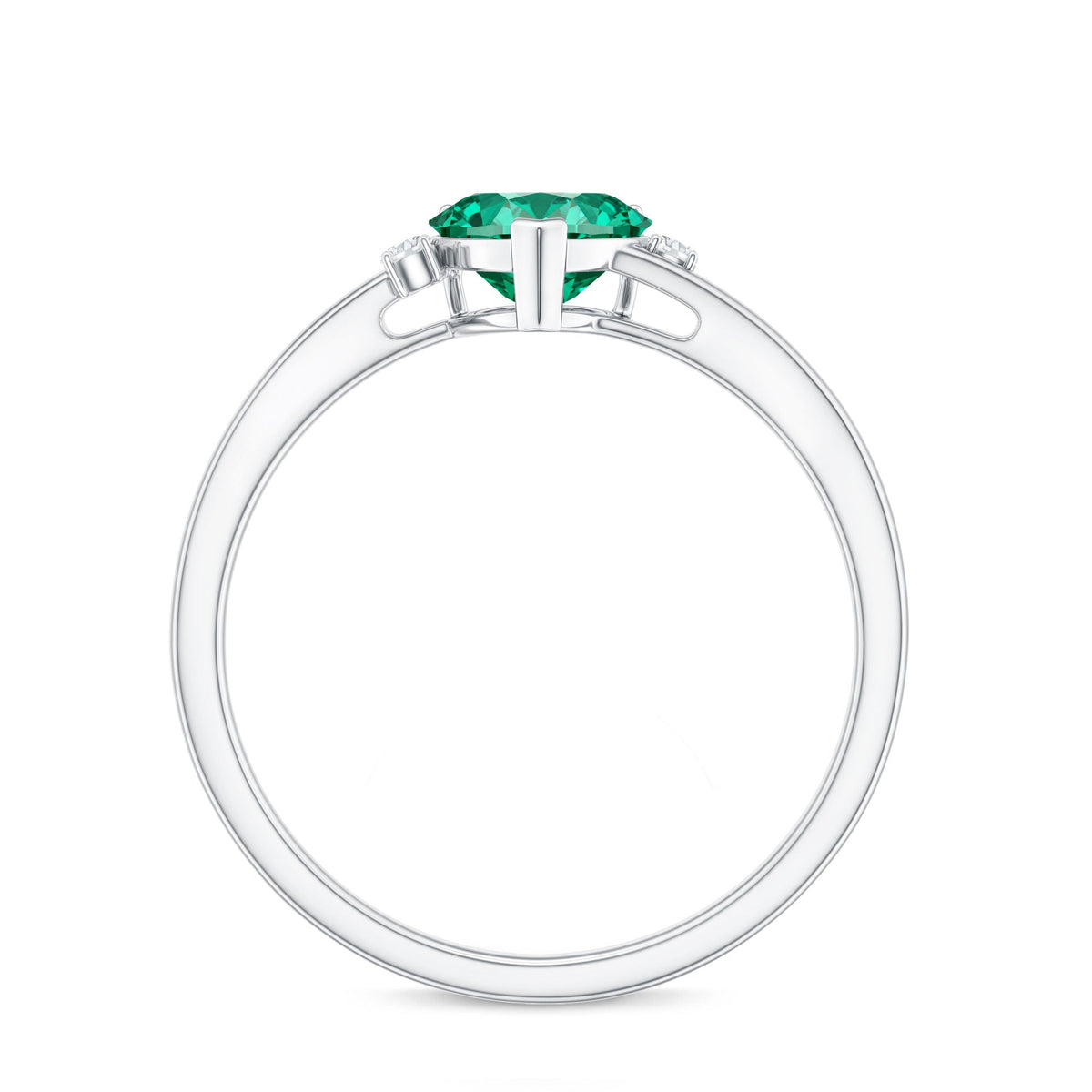 Certified Lab Grown Emerald Heart Shaped Promise Engagement Ring with Diamond