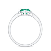 Certified Lab Grown Emerald Heart Shaped Promise Engagement Ring with Diamond