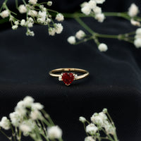 Heart Shape Lab Grown Ruby Solitaire Promise Ring with Diamond