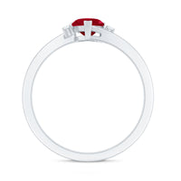 Real 0.6 Carat Ruby Diamond Heart Promise Ring with Bypass Shank