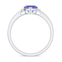 Certified Real Tanzanite Heart Promise Ring with Diamond