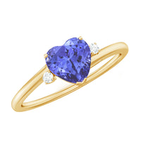 Certified Real Tanzanite Heart Promise Ring with Diamond
