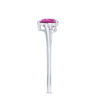 1 CT Heart Shape Pink Tourmaline Solitaire Promise Ring with Diamond
