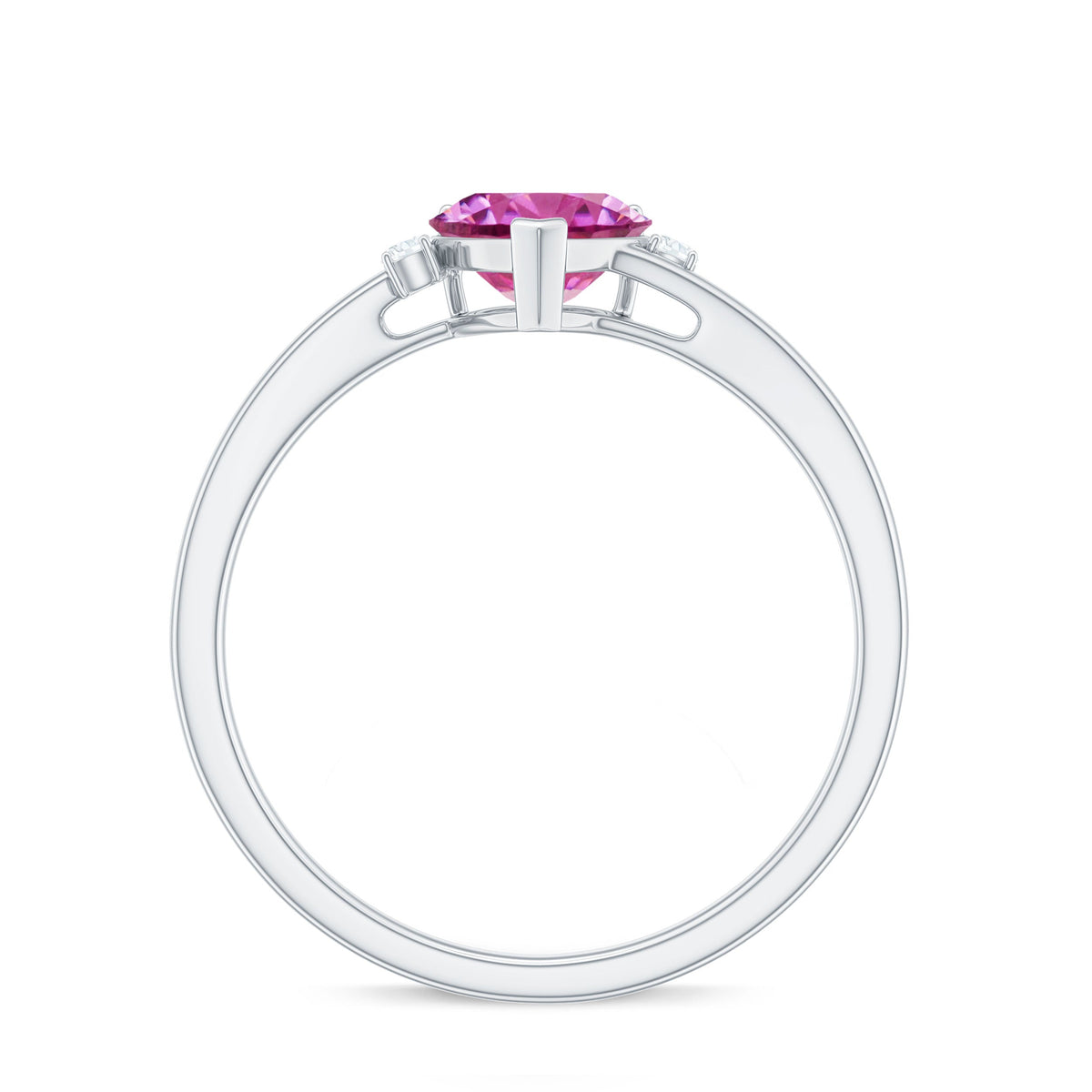 1 CT Heart Shape Pink Tourmaline Solitaire Promise Ring with Diamond