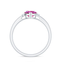 1 CT Heart Shape Pink Tourmaline Solitaire Promise Ring with Diamond