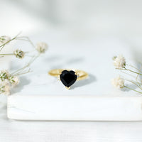 Heart Shaped Black Onyx Engagement Ring with Diamonds
