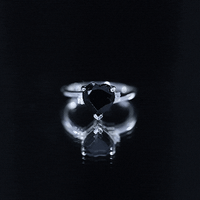2 Carat Heart Shape Black Spinel Solitaire Engagement Ring