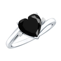 2 Carat Heart Shape Black Spinel Solitaire Engagement Ring