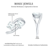 Asscher Cut Cubic Zirconia Two Stone Engagement Ring