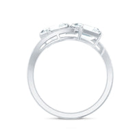 Asscher Cut Cubic Zirconia Two Stone Engagement Ring