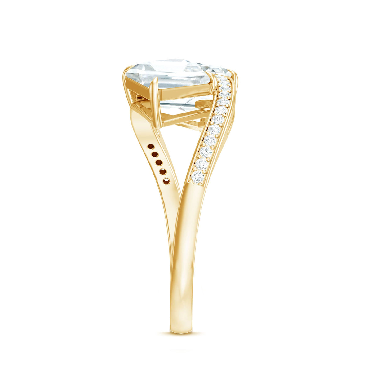 Asscher Cut Cubic Zirconia Two Stone Engagement Ring