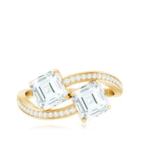 Asscher Cut Cubic Zirconia Two Stone Engagement Ring
