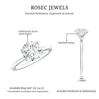 2 CT Simple Round Zircon Solitaire Ring in Peg Head Setting