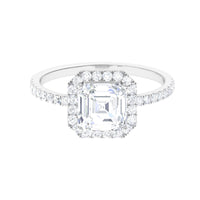 Asscher Cut Simulated Diamond Halo Engagement Ring
