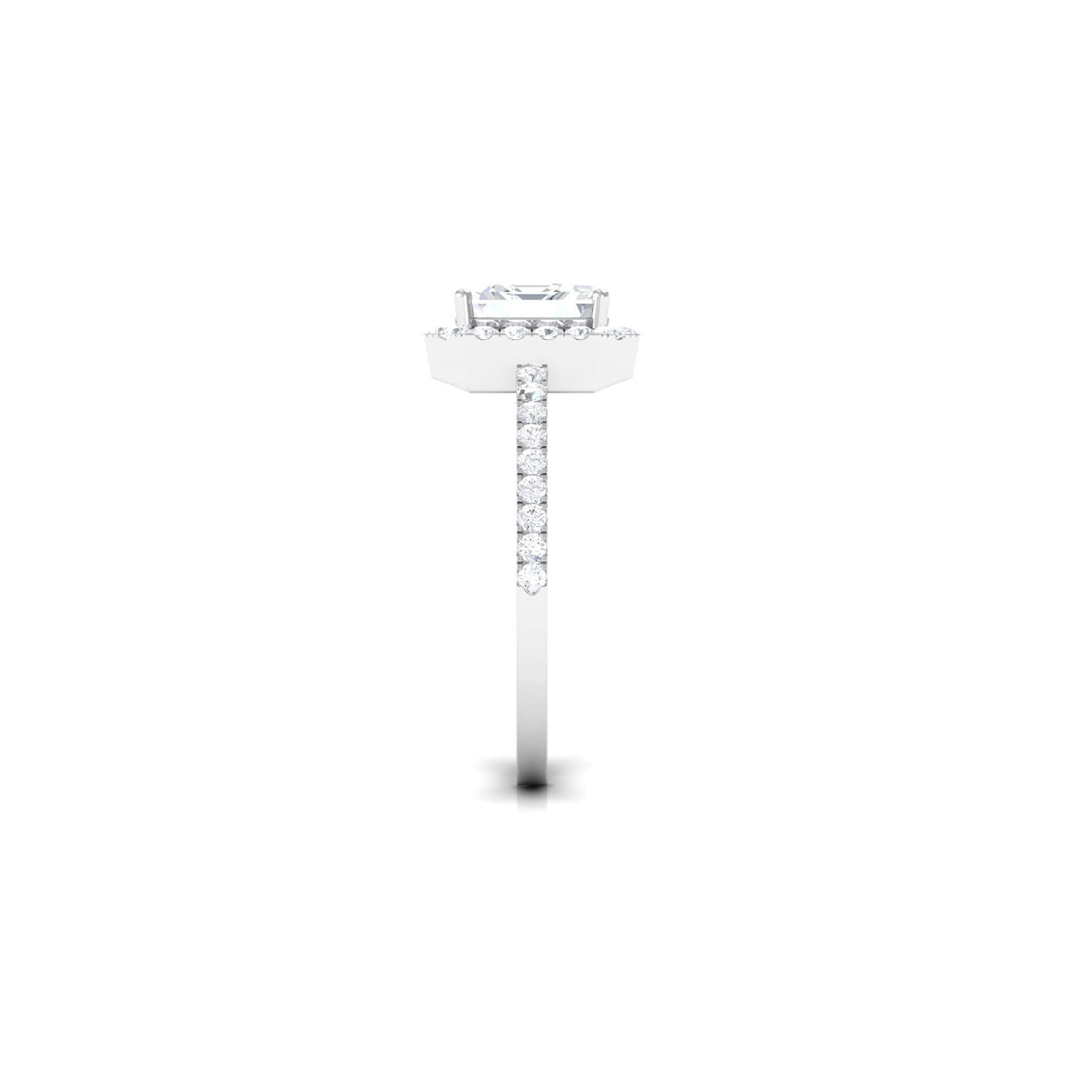 Asscher Cut Simulated Diamond Halo Engagement Ring