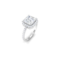 Asscher Cut Simulated Diamond Halo Engagement Ring