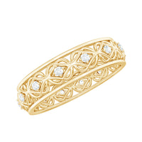 Vintage Inspired Zircon Celtic Knot Full Eternity Band Ring in Gold