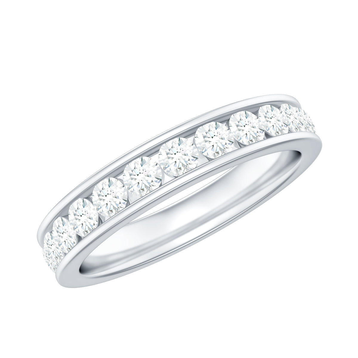 Channel Set Round Moissanite Full Eternity Band Ring