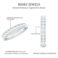 Channel Set Round Cubic Zirconia Full Eternity Band Ring