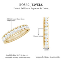 Channel Set Round Cubic Zirconia Full Eternity Band Ring