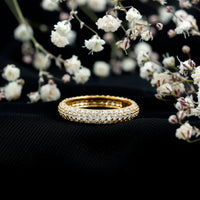 3 Carat Certified Simulated Diamond Three Row Wedding Band