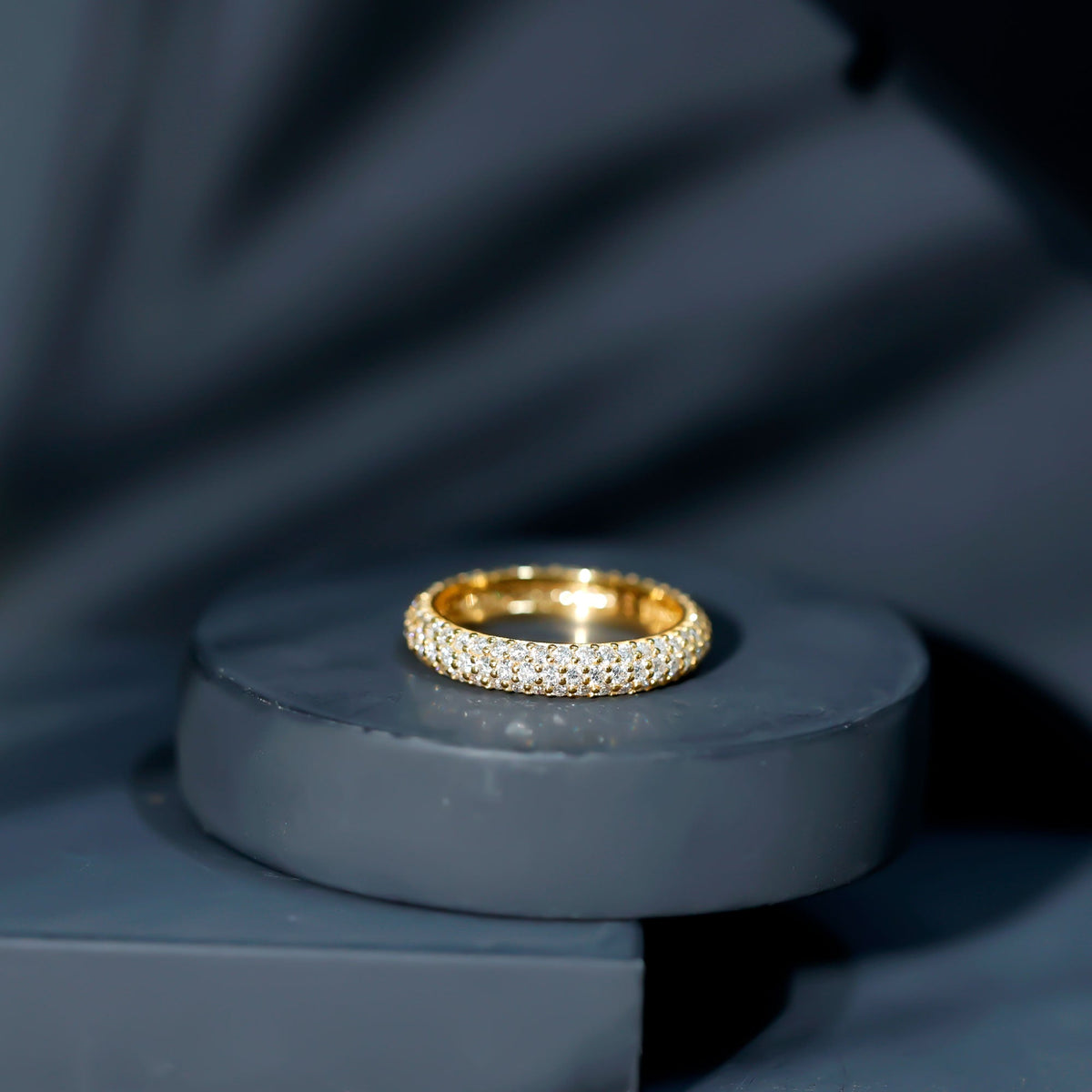3 Carat Certified Simulated Diamond Three Row Wedding Band