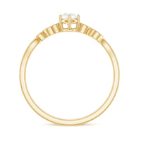 Minimalist Moissanite Leaf Promise Ring with Beaded Detail