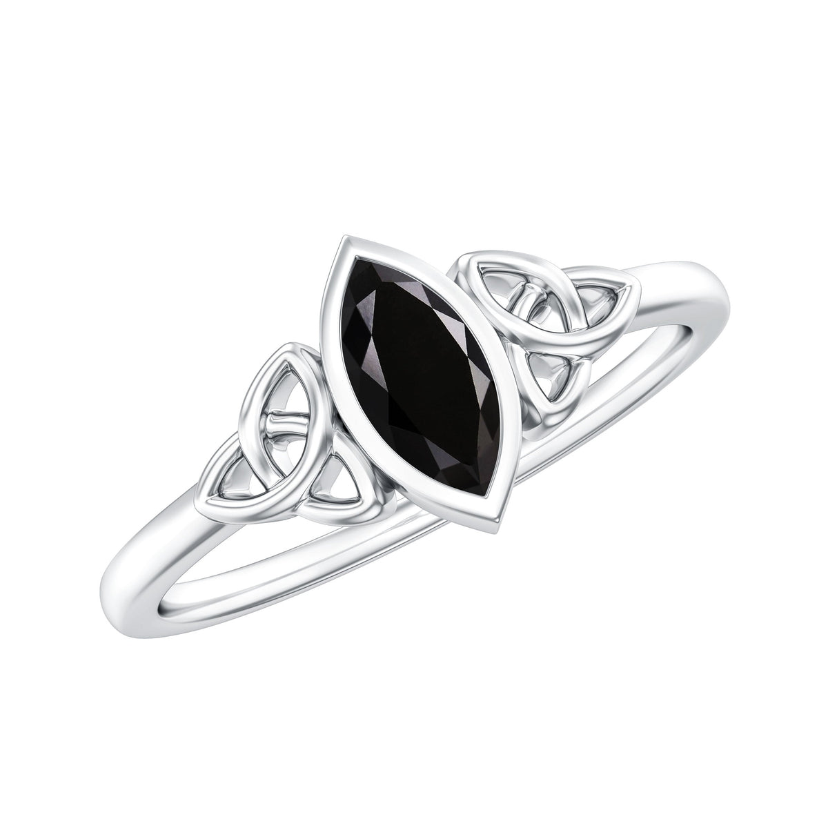 Marquise Shape Black Spinel Solitaire Promise Ring