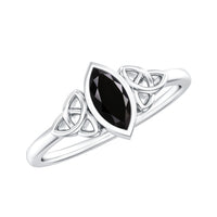 Marquise Shape Black Spinel Solitaire Promise Ring