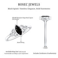 Marquise Shape Black Spinel Solitaire Promise Ring