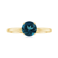 7mm Round London Blue Topaz Solitaire Ring With Certificate