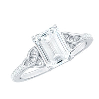 1.8 Carat Emerald Cut Zirconia Celtic Engagement Ring