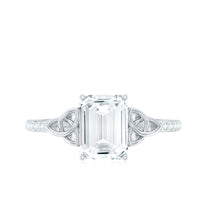 1.8 Carat Emerald Cut Zirconia Celtic Engagement Ring