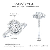 1.2 Carat Oval Cut Simulated Diamond Halo Engagement Ring