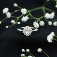 1.2 Carat Oval Cut Simulated Diamond Halo Engagement Ring