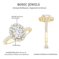 1.2 Carat Oval Cut Simulated Diamond Halo Engagement Ring