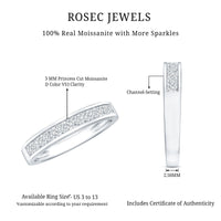 Princess Cut Moissanite Half Eternity Band in Channel Setting
